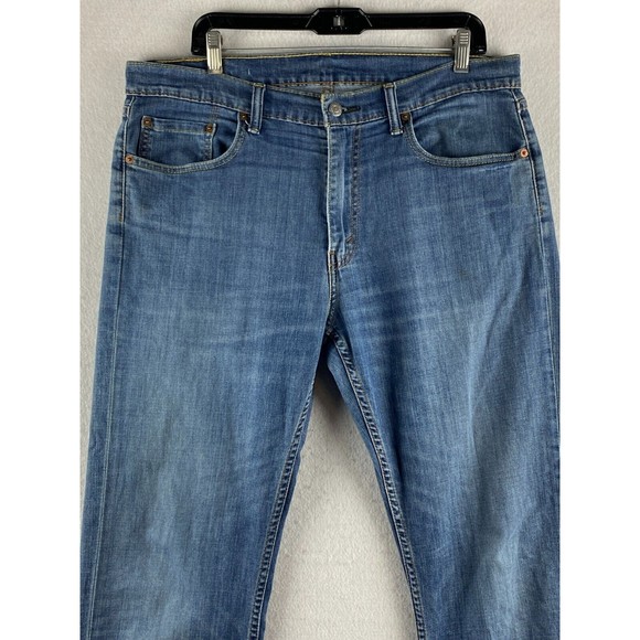 Levi's 559 Jeans Mens 36 x 32 Blue Relaxed Straight Dark Wash Distressed Demin - Picture 2 of 16